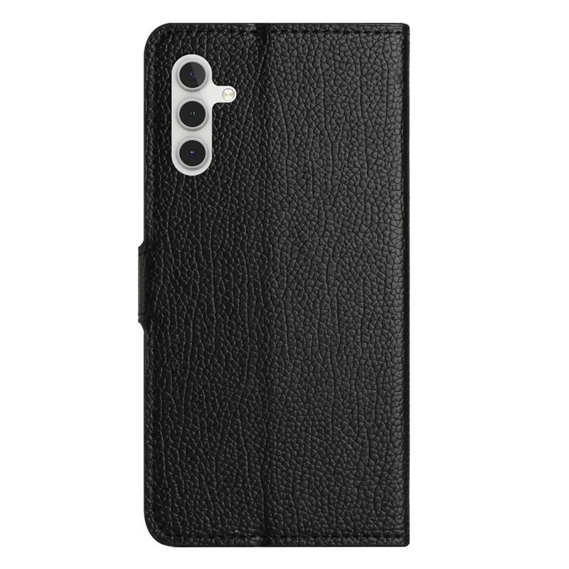 For Samsung Galaxy A56 5G Case PU Leather Wallet Phone Cover Litchi Texture, Black