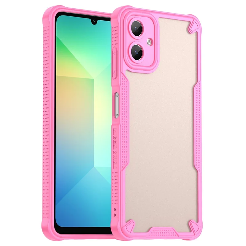 Armor Series For Samsung Galaxy A06 4G Case PC+TPU Semi-Transparent Frosted Finish Protective Phone Cover - Pink
