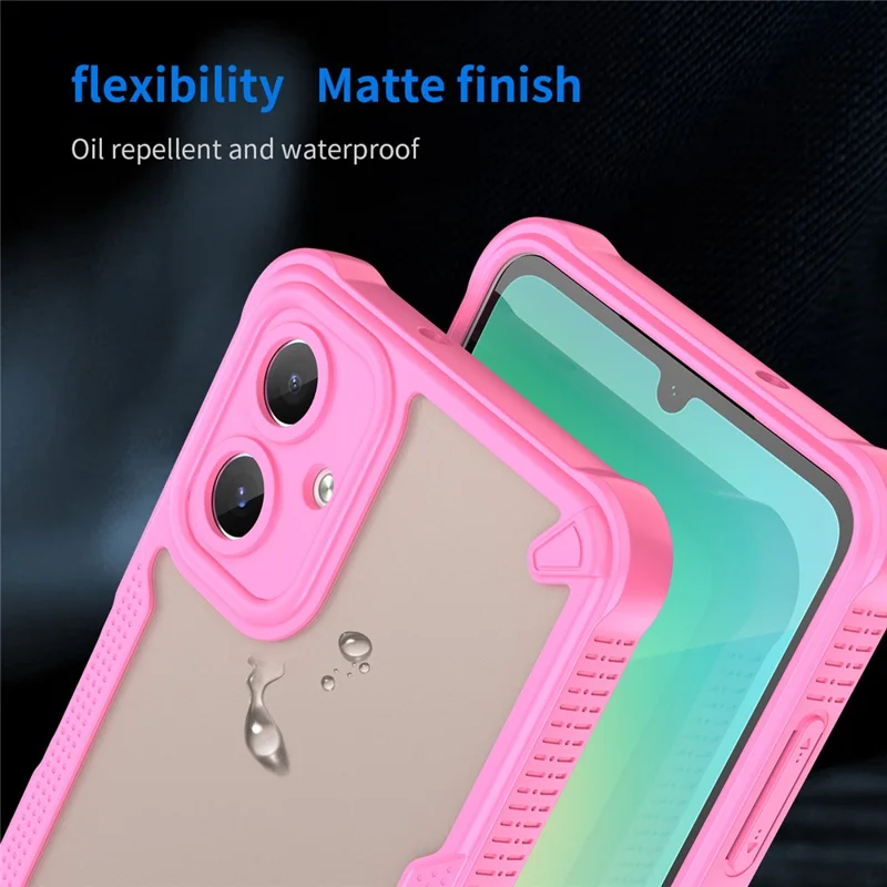 Armor Series For Samsung Galaxy A06 4G Case PC+TPU Semi-Transparent Frosted Finish Protective Phone Cover - Pink