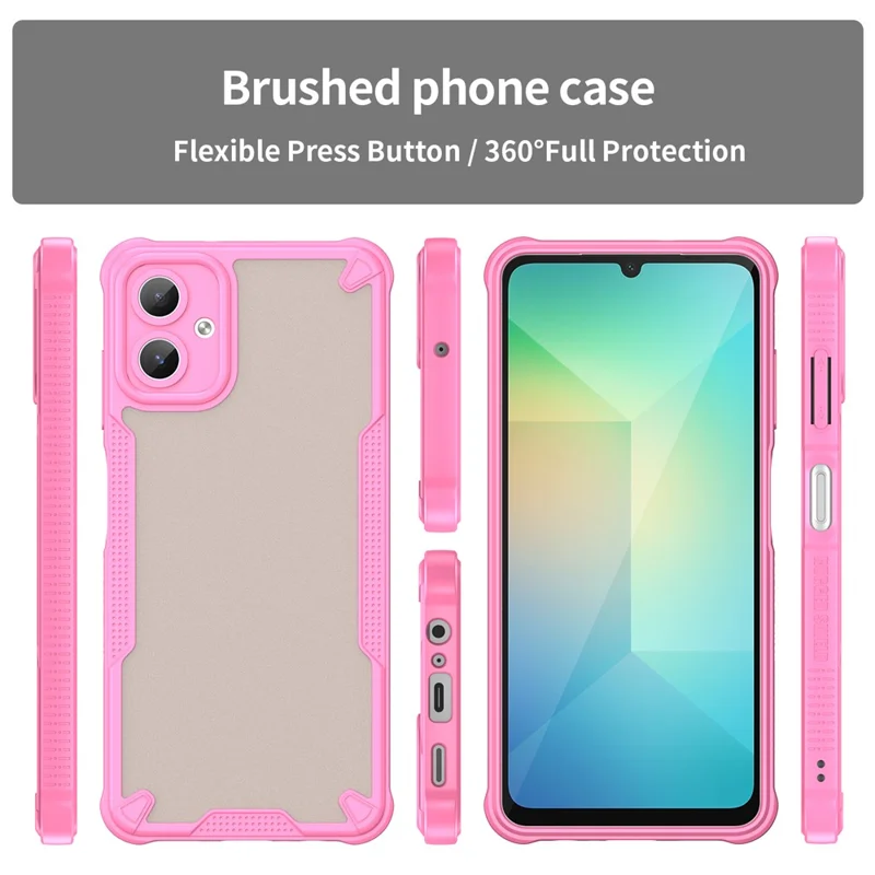 Armor Series For Samsung Galaxy A06 4G Case PC+TPU Semi-Transparent Frosted Finish Protective Phone Cover - Pink