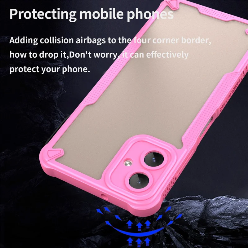 Armor Series For Samsung Galaxy A06 4G Case PC+TPU Semi-Transparent Frosted Finish Protective Phone Cover - Pink