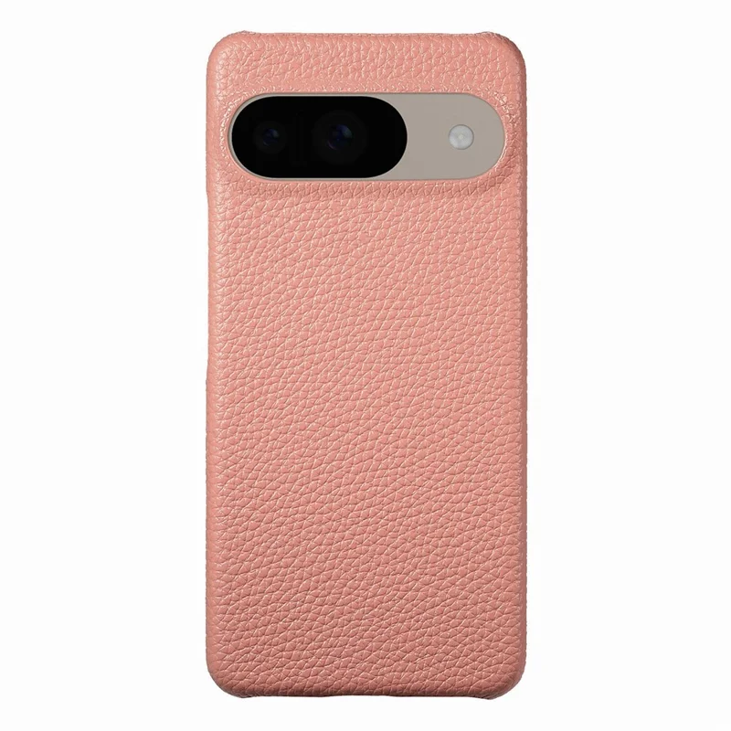 For Google Pixel 9 Pro  /  Pixel 9 Back Case Litchi Texture PU Leather PC Hard Cover - Pink