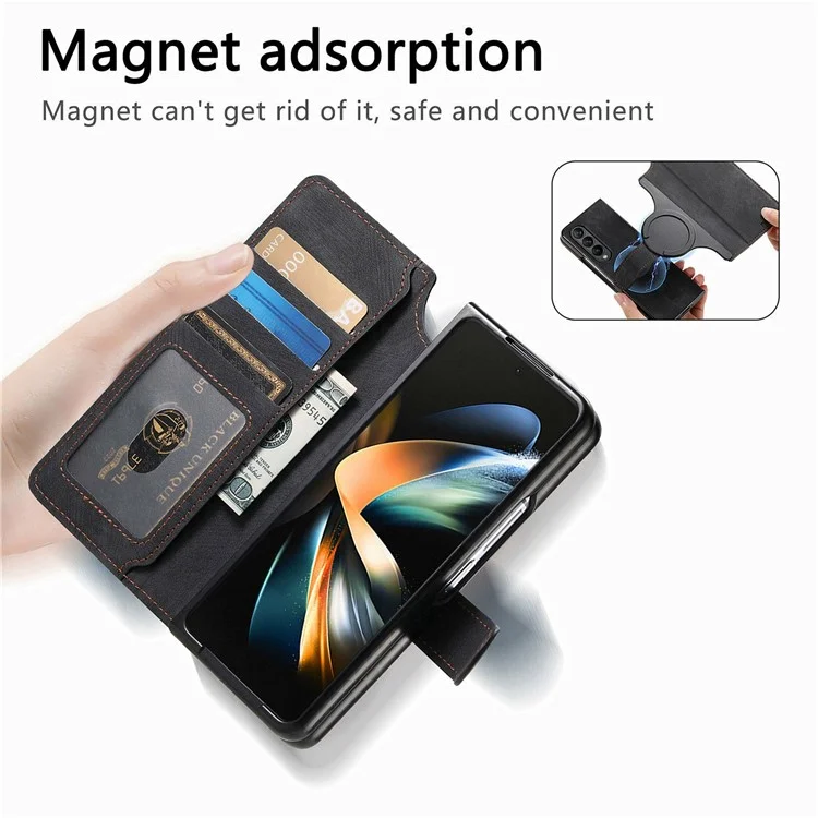 CASENEO Custodia in pelle per Samsung Galaxy Z Fold3 5G, 2 in 1 con portafoglio magnetico staccabile - Nero