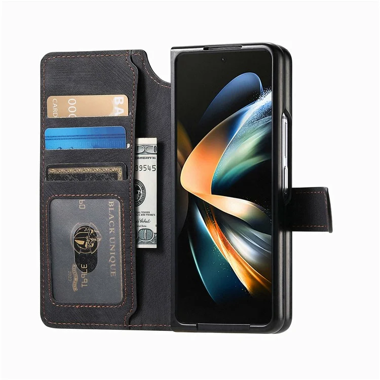 CASENEO Custodia in pelle per Samsung Galaxy Z Fold3 5G, 2 in 1 con portafoglio magnetico staccabile - Nero