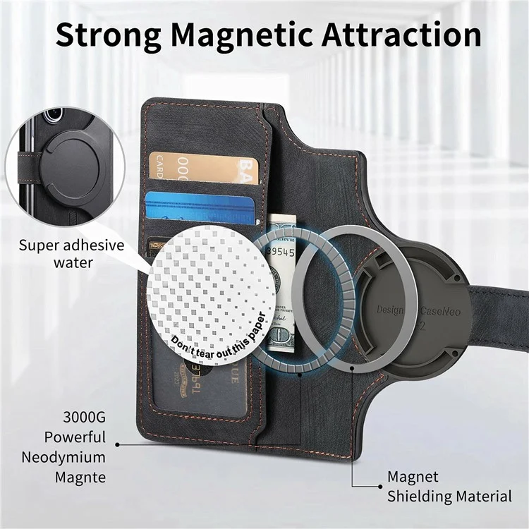 CASENEO Custodia in pelle per Samsung Galaxy Z Fold3 5G, 2 in 1 con portafoglio magnetico staccabile - Nero
