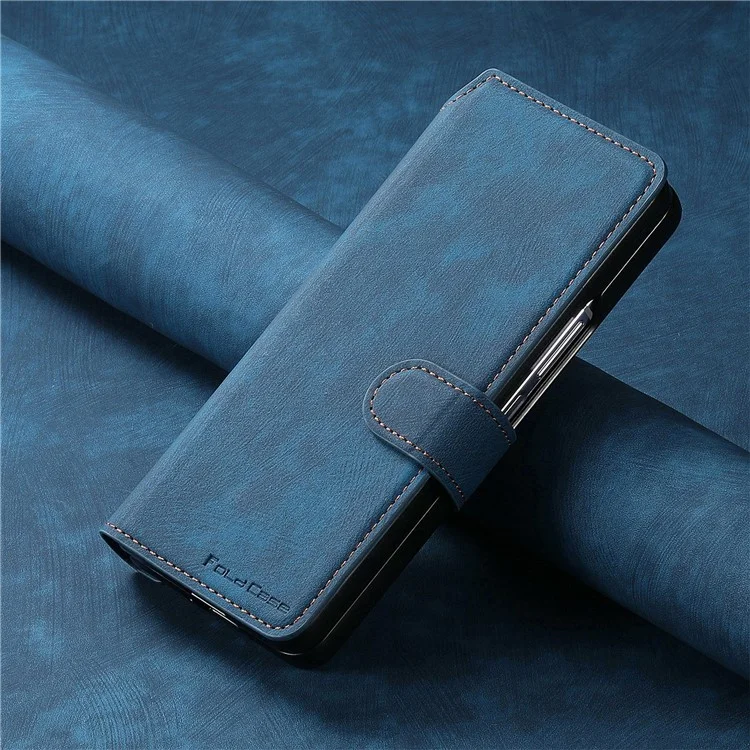 CASENEO For Samsung Galaxy Z Fold4 5G Leather Case 2-in-1 Magnetic Detachable Wallet Phone Cover - Blue