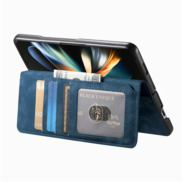 CASENEO For Samsung Galaxy Z Fold4 5G Leather Case 2-in-1 Magnetic Detachable Wallet Phone Cover - Blue