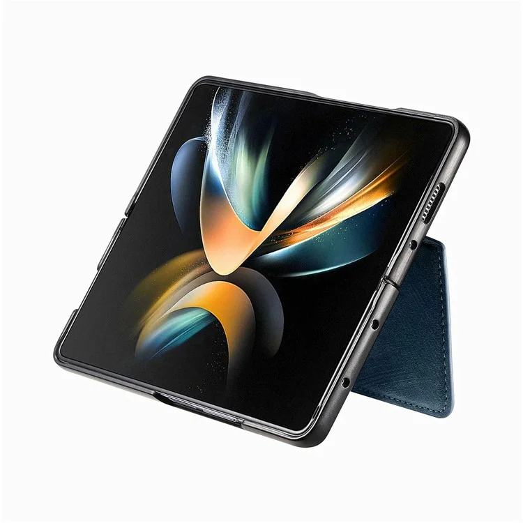 CASENEO For Samsung Galaxy Z Fold4 5G Leather Case 2-in-1 Magnetic Detachable Wallet Phone Cover - Blue