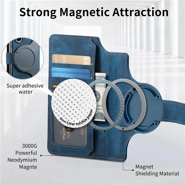 CASENEO For Samsung Galaxy Z Fold4 5G Leather Case 2-in-1 Magnetic Detachable Wallet Phone Cover - Blue