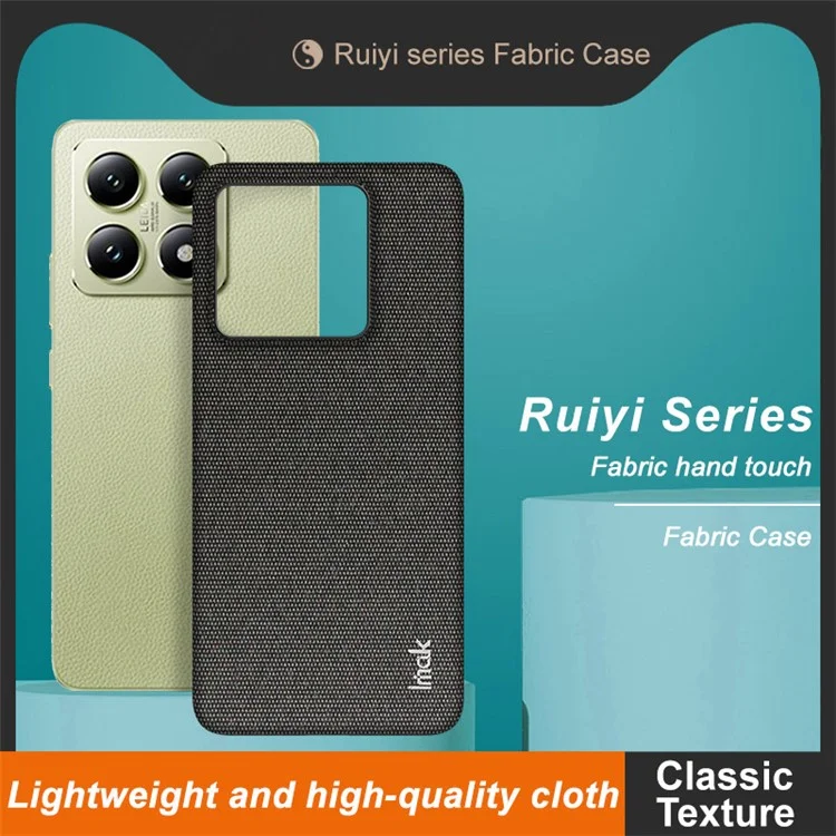 IMAK Ruiyi Series for Xiaomi 14T Case Fabric Texture Leather+PC Phone Back Cover - Black