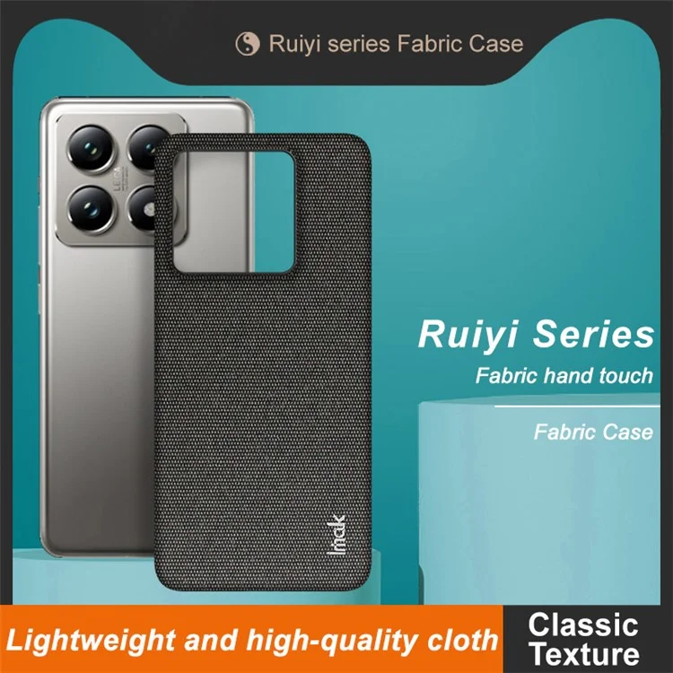 IMAK Ruiyi Series for Xiaomi 14T Pro Case Fabric Texture Leather+PC Phone Back Cover - Black