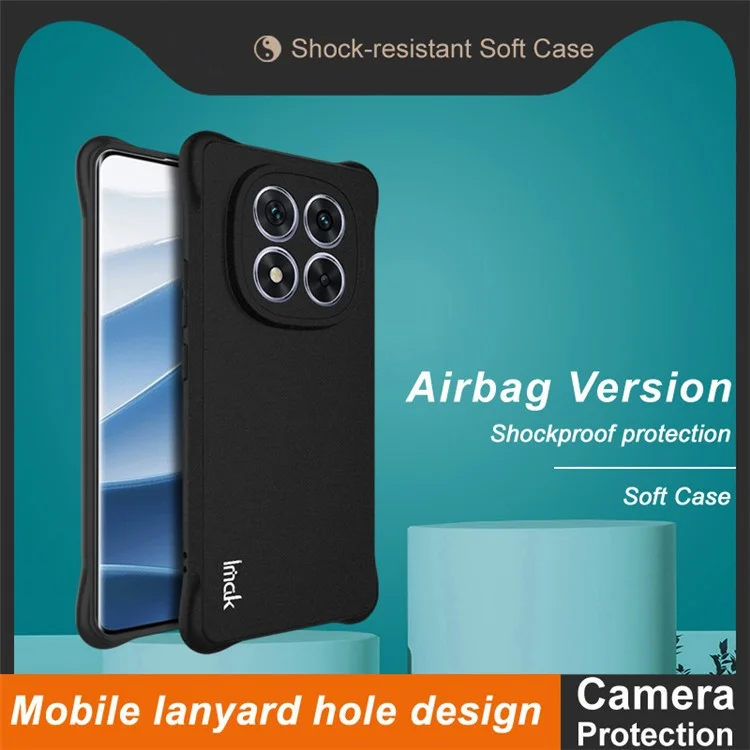 IMAK Coque pour Xiaomi Redmi Note 14 Pro 5G, Étui en TPU Housse de Protection Airbag Antichoc - Noir