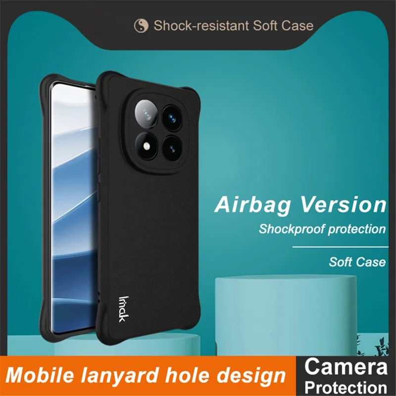 IMAK til Xiaomi Redmi Note 14 Pro+ 5G TPU-håndkasse med luftkammer stødfast beskyttelse - Sort
