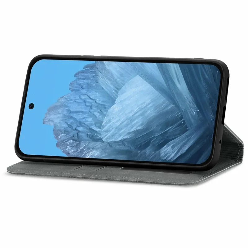 Voor Motorola Moto G55 5G Hoesje Met Huidgevoel, Leer Telefoonhoesje met Kaartvakjes, Steun en Magnetische Sluiting - Grijs