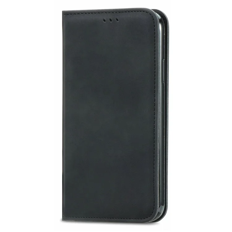 Coque pour Motorola Edge 50 Neo 5G, sensation tactile, fente pour carte, étui en cuir, support, absorption magnétique - Noir