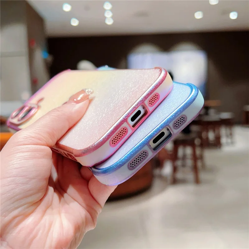 For iPhone 16 Plus Case Dazzling Design Electroplating Heart Pattern TPU Phone Cover - Blue