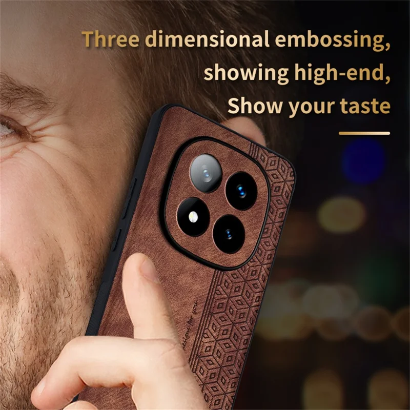 AZNS For Xiaomi Redmi Note 14 Pro+ 5G Case Protective PU Leather Covered TPU Phone Shell - Brown