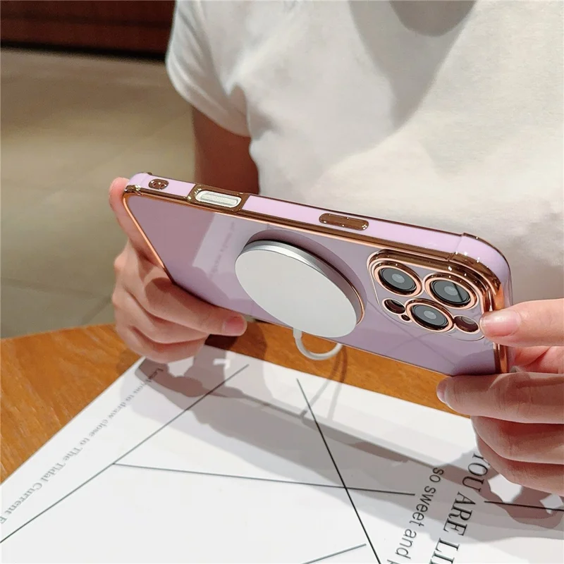 For iPhone 16 Pro Max Case Compatible with MagSafe Electroplating TPU Phone Cover - Purple