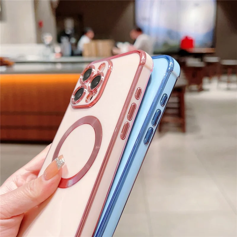 For iPhone 16 Pro Max Case Compatible with MagSafe Electroplating TPU Phone Cover - Purple