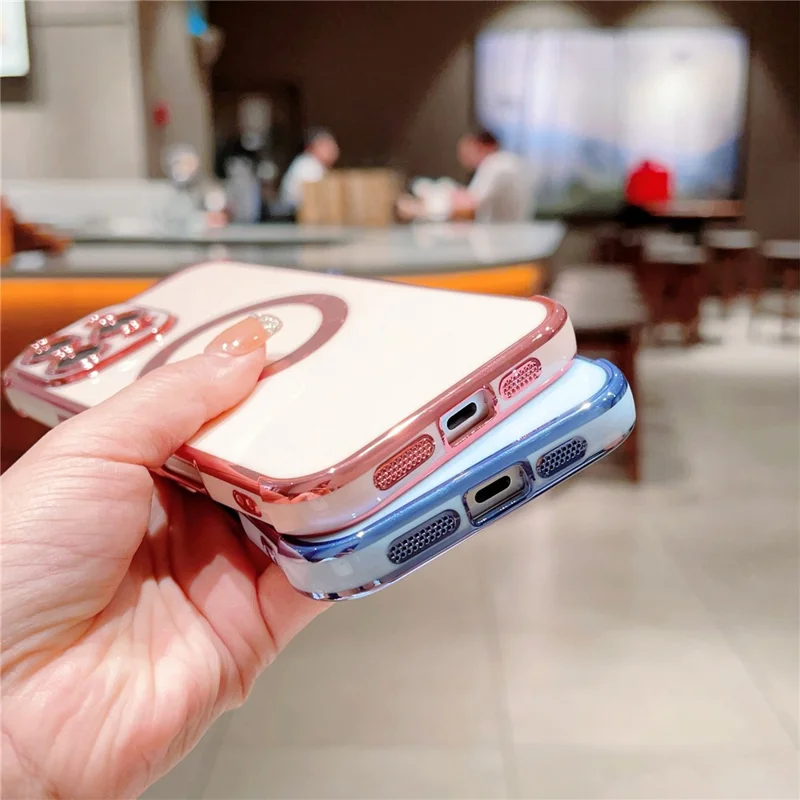 For iPhone 16 Pro Max Case Compatible with MagSafe Electroplating TPU Phone Cover - Purple