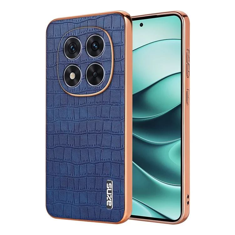 AZNS Para Xiaomi Redmi Note 14 Pro+ 5G Caso Eletroplacado Textura de Crocodilo PU+TPU Capa de Telefone - Azul