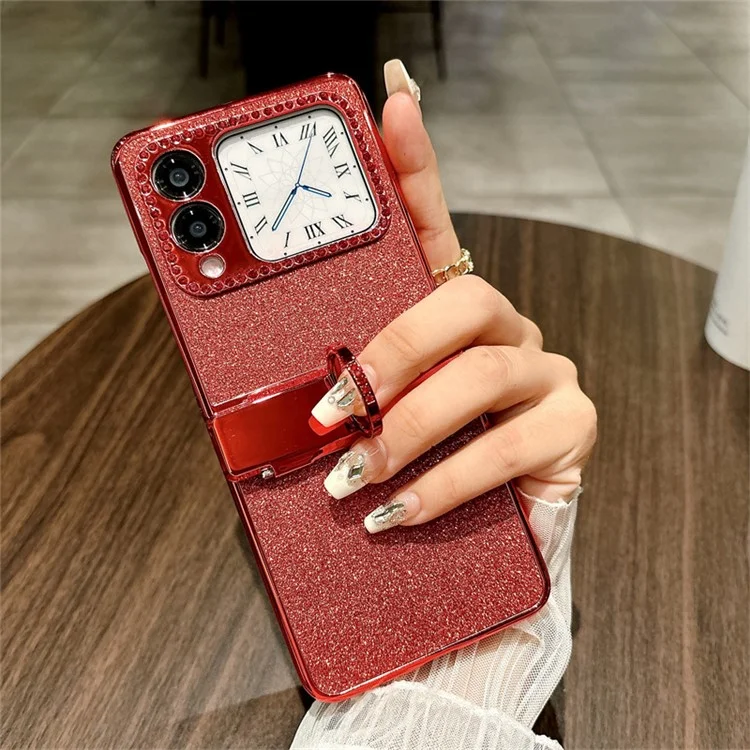 Чехол для Huawei nova Flip 5G с блестящим глиттером и кольцевым держателем, пластиковый чехол для телефона