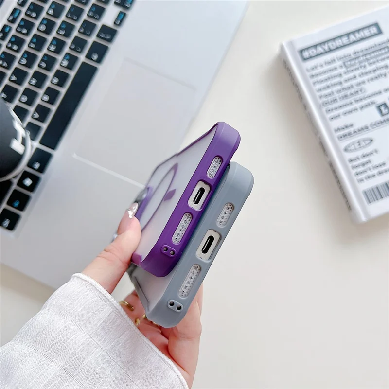 For iPhone 14 Pro Max Case Compatible with MagSafe Lens Frame Kickstand PC+TPU Phone Cover - Blue