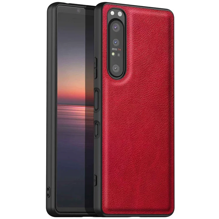 Для Sony Xperia 1 IV 5G Ударопрочный защитный чехол для задней панели, ретро-чехол из PU-кожи с покрытием TPU+PC - Красный