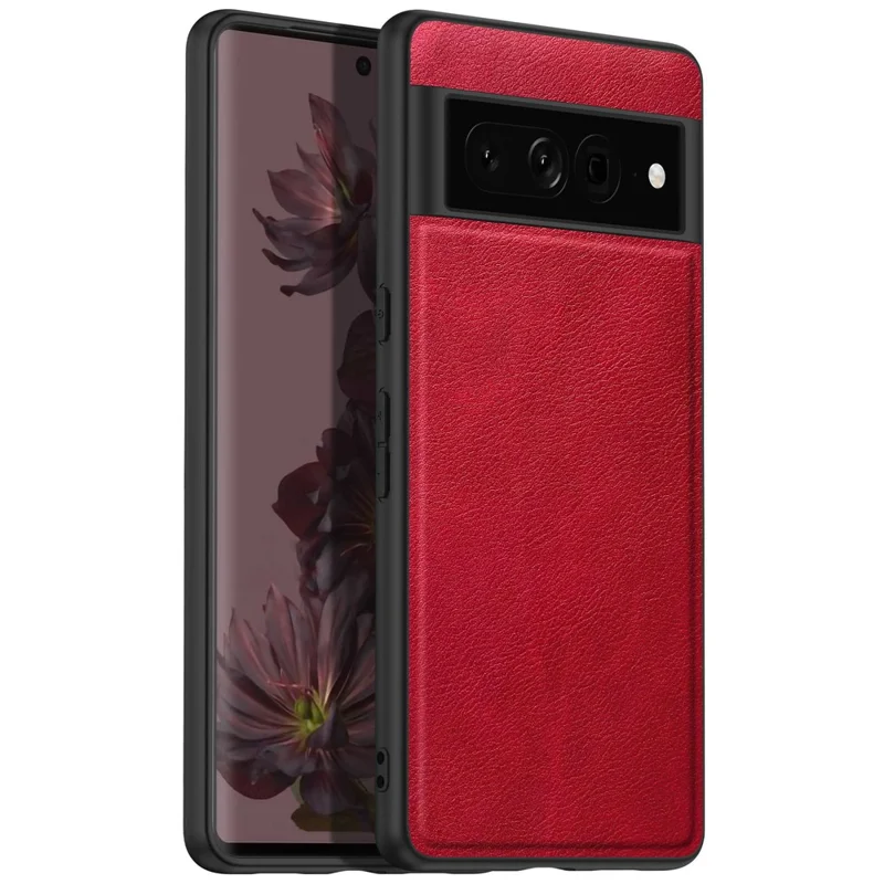 For Google Pixel 7 Pro Back Protective Case, Scratch Resistant Retro PU Leather Coated TPU+PC Phone Cover - Red