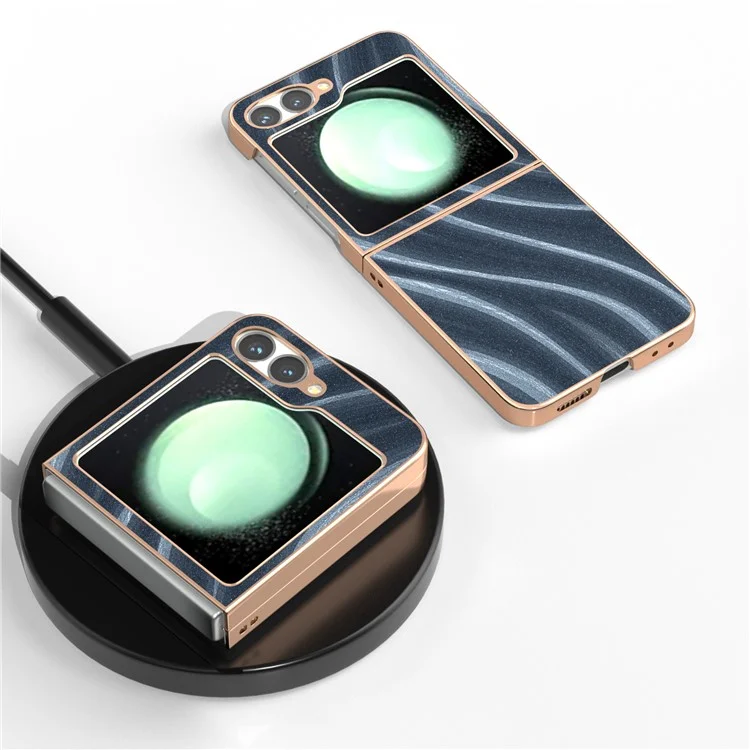 Для Samsung Galaxy Z Flip6 5G Чехол Electroplating Phone Cover Milky Way Pattern PU+TPU Protective Case - Синий