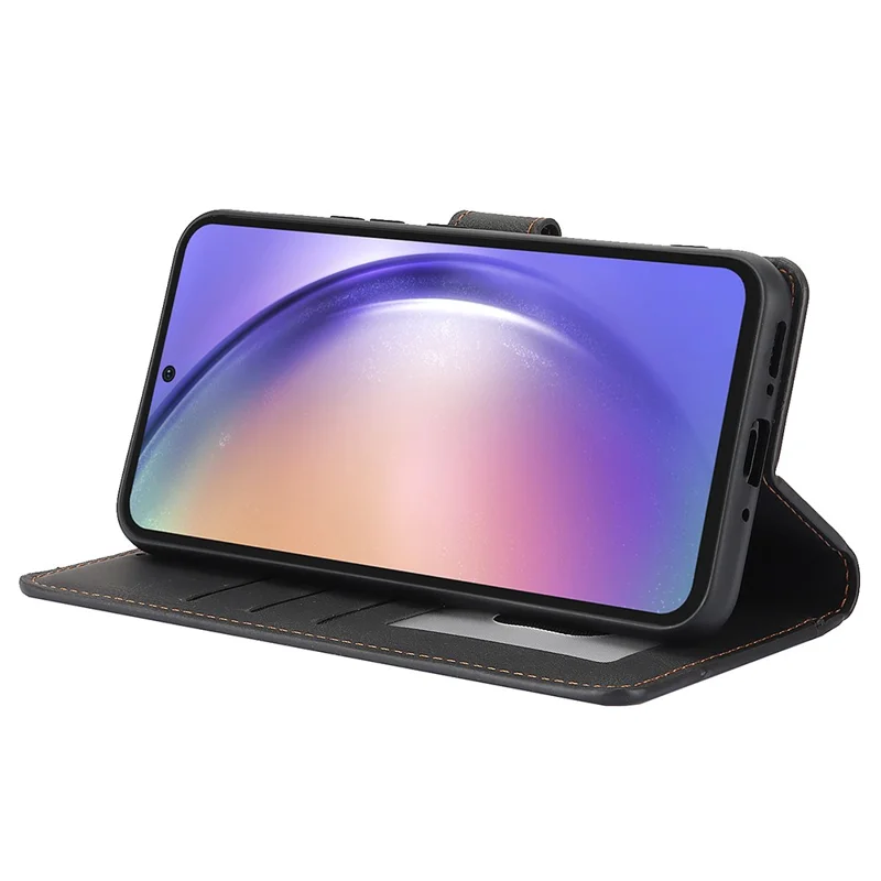 Voor Samsung Galaxy S25 Hoesje PU Leren Telefoonhoes met Portemonnee, Stand- en Kijkfunctie - Zwart