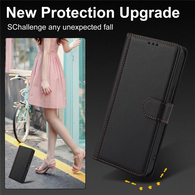 SY-003 For Samsung Galaxy S25+ Case PU Leather Stand View Phone Wallet Cover with Hand Strap - Black - 10