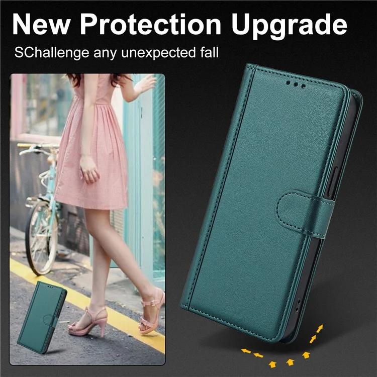SY-003 For Samsung Galaxy S25 Ultra Case PU Leather Stand View Phone Wallet Cover with Hand Strap - Green