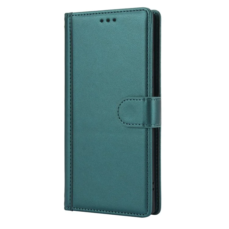 SY-003 For Samsung Galaxy S25 Ultra Case PU Leather Stand View Phone Wallet Cover with Hand Strap - Green
