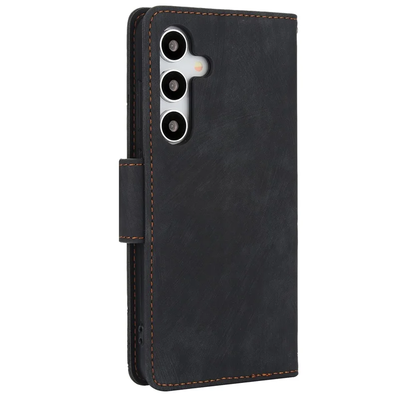SY-001 For Samsung Galaxy S25 Case Flower Butterfly Leather Wallet Phone Cover with Hand Strap - Black