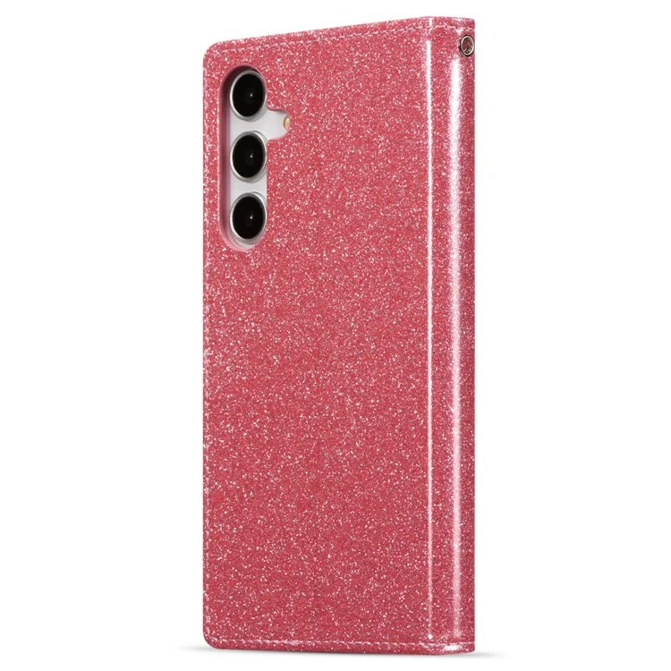 Für Samsung Galaxy A25 5G (Global) (161,0 x 76,5 x 8,3 mm) Glitter Ledercase mit Diamant-Liebe-Herz-Geldbörse Ständer Flip Cover - Pink