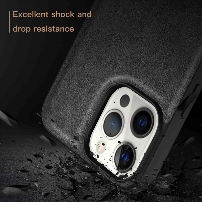 Pour Iphone 13 Pro 6,1 Pouces de Protection de Protection de la Protection Téléphone Retro PU en Cuir en Cuir Tpu + pc Shell de Protection du Téléphone - le Noir