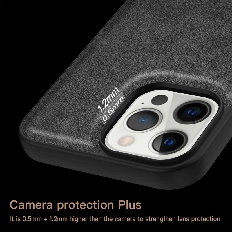 Pour Iphone 13 Pro 6,1 Pouces de Protection de Protection de la Protection Téléphone Retro PU en Cuir en Cuir Tpu + pc Shell de Protection du Téléphone - le Noir