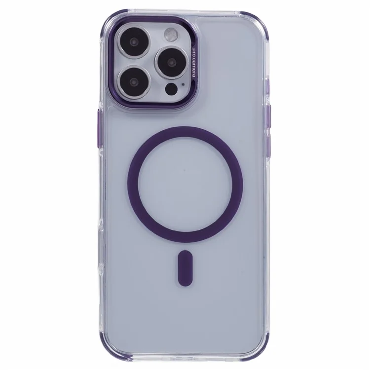 Чехол для iPhone 16 Pro Max, совместимый с MagSafe, с защитой от падения в четырех углах, из ПК+ТПУ - фиолетовый