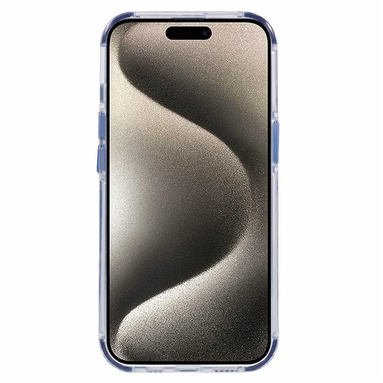 For iPhone 15 Clear Case Compatible with MagSafe Four Corners Anti-Drop PC+TPU Phone Cover - Blue