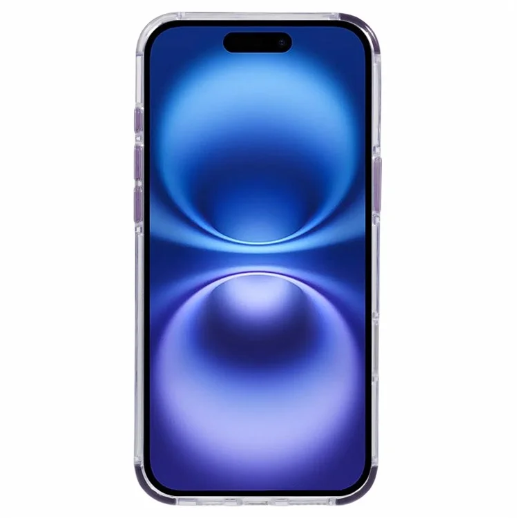 For iPhone 16 Clear Case Compatible with MagSafe Four Corners Anti-Drop PC+TPU Phone Cover - Purple