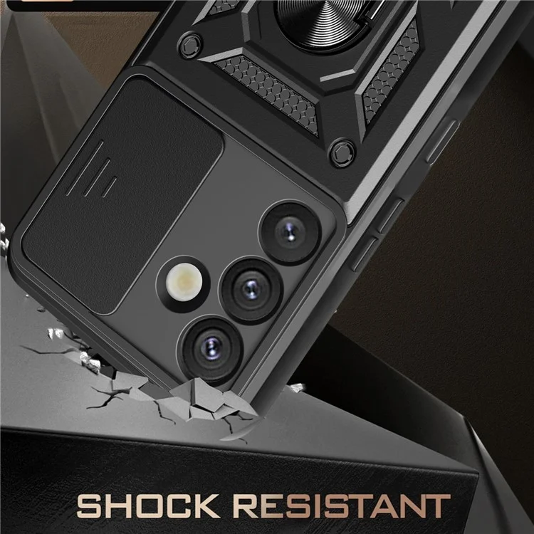 Pour Étui Samsung Galaxy S25+ avec couvercle de l'appareil photo coulissant PC+TPU Support de téléphone - Or rose
