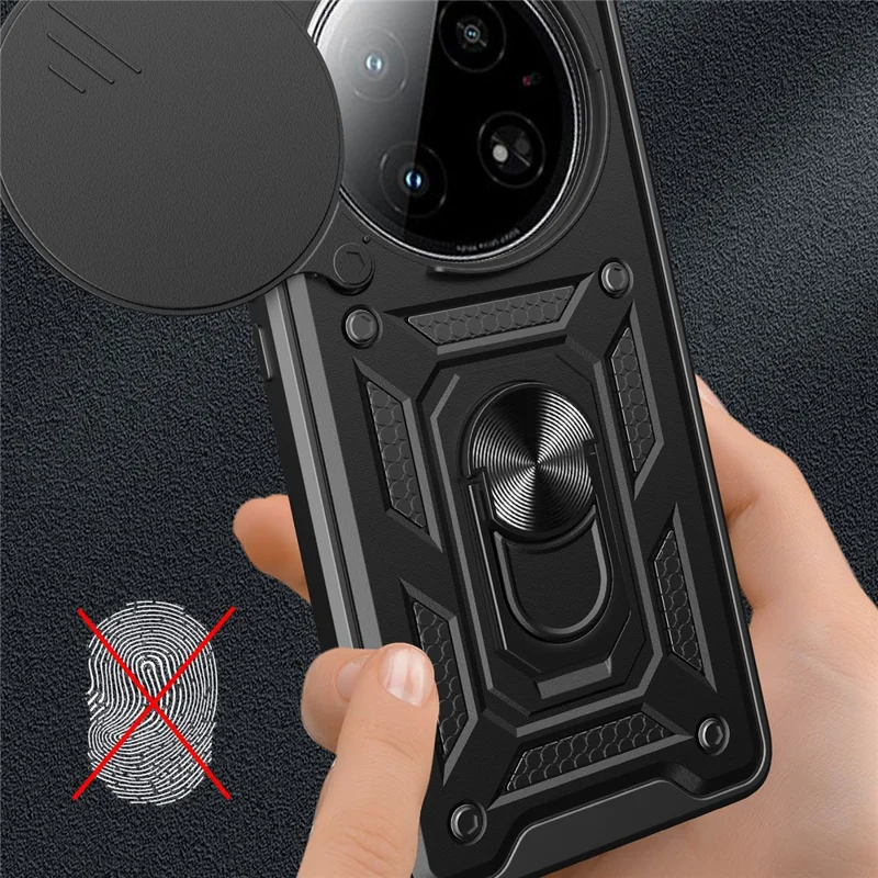 For Infinix Zero 40 5G Case with Slide Camera Lid PC+TPU Kickstand Phone Cover - Blue