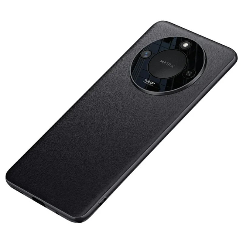 Für Honor X60 5G Hülle, stoßfest, aus PU-Leder + TPU, Handyhülle - Schwarz
