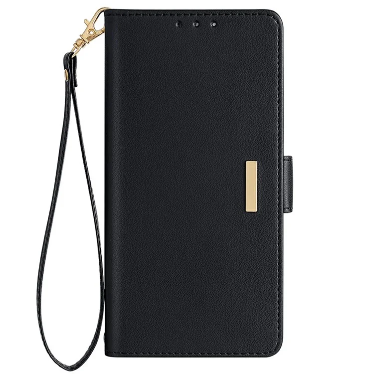 Funda de cartera de cuero con bloqueo RFID y soporte para Xiaomi Poco X6 5G - Negro