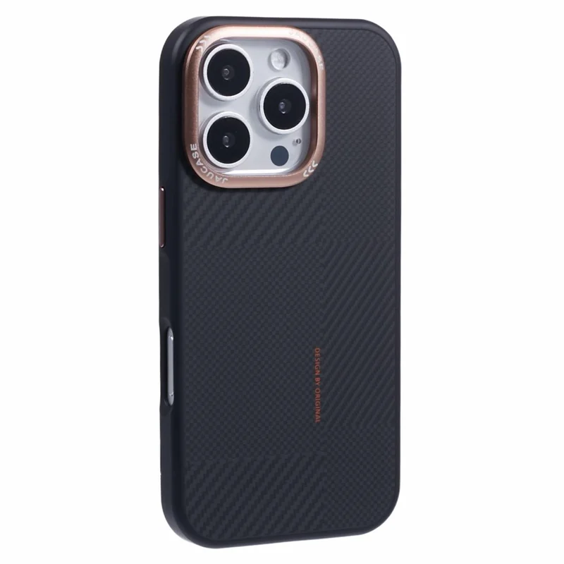 JAUCASE For iPhone 16 Pro Case PC+TPU Textured Phone Cover Compatible with MagSafe - Gold