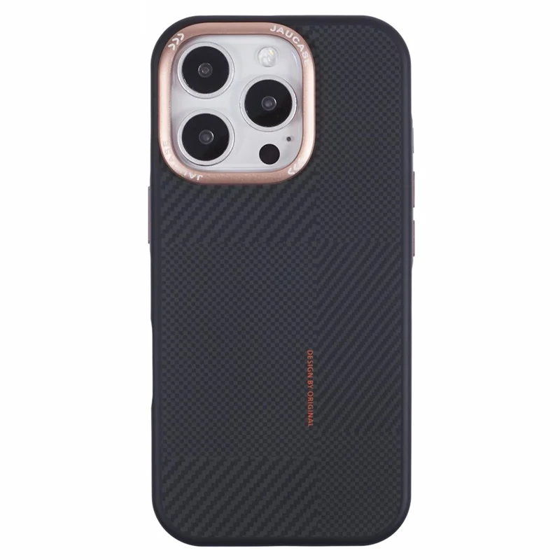 JAUCASE For iPhone 16 Pro Case PC+TPU Textured Phone Cover Compatible with MagSafe - Gold