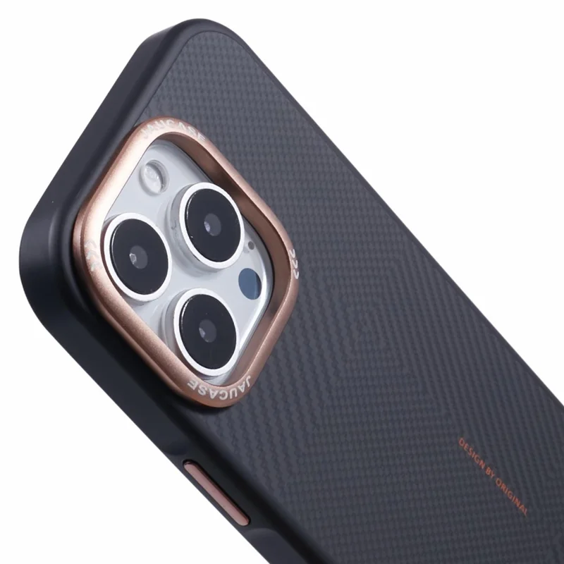 JAUCASE For iPhone 16 Pro Case PC+TPU Textured Phone Cover Compatible with MagSafe - Gold