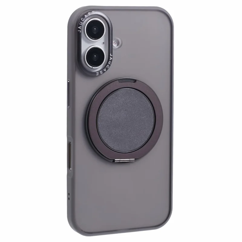 JAUCASE For iPhone 16 Case Rotary Kickstand PC+TPU Phone Cover Compatible with MagSafe - Grey