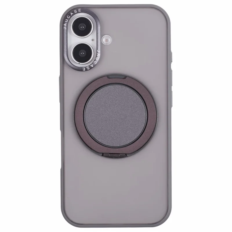 JAUCASE For iPhone 16 Case Rotary Kickstand PC+TPU Phone Cover Compatible with MagSafe - Grey
